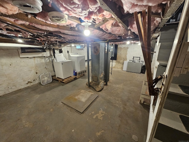 216 Bunker Hill Ave, Waterbury, CT 06708 - unfinished basement featuring independent washer and dryer and electric panel