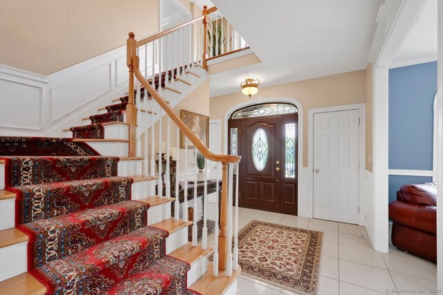 197 Shadow Pond Ln, Suffield, CT 06078 - entryway with stairway and tile patterned floors