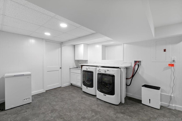 37 Park Ave, Hamden, CT 06517 - laundry room with separate washer and dryer, cabinet space, and recessed lighting