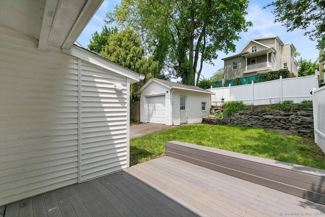 37 Park Ave, Hamden, CT 06517 - wooden terrace featuring an outbuilding and a garage