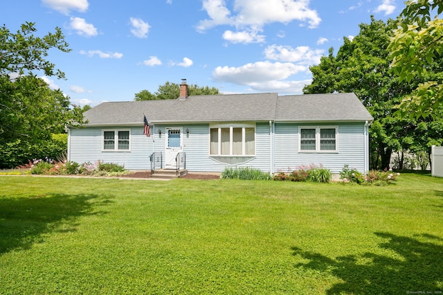 7 Wawecus Hill Rd, Bozrah, CT 06334 - ranch-style home with a front yard and a chimney
