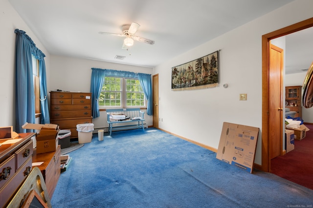 7 Wawecus Hill Rd, Bozrah, CT 06334 - living area featuring ceiling fan, carpet floors, and baseboards