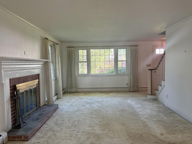 49 Carver Cir, Simsbury, CT 06070 - unfurnished living room featuring healthy amount of natural light, carpet floors, and a fireplace