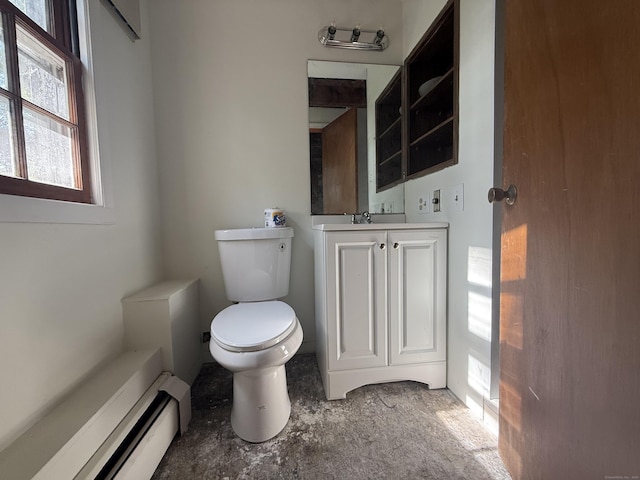 49 Carver Cir, Simsbury, CT 06070 - half bathroom featuring toilet, healthy amount of natural light, baseboard heating, and vanity