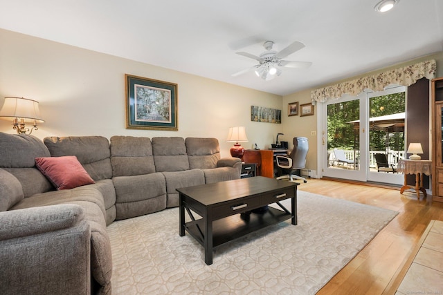 26 Dale Rd, Trumbull, CT 06611 - living area featuring an office area, a ceiling fan, and light wood finished floors