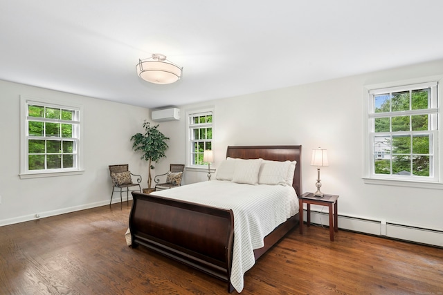 1111 Merwins Ln, Fairfield, CT 06824 - bedroom featuring a wall mounted AC, multiple windows, wood finished floors, and baseboards