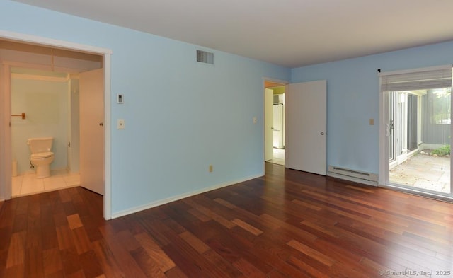 926 Heritage Vlg Unit B, Southbury, CT 06488 - empty room with a baseboard radiator, wood finished floors, and baseboards