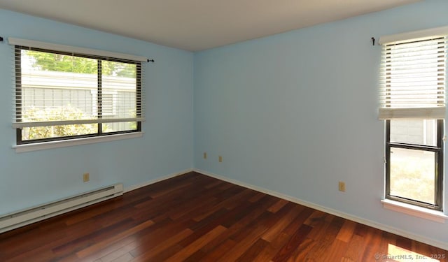 926 Heritage Vlg Unit B, Southbury, CT 06488 - spare room with baseboard heating, dark wood-style floors, and baseboards