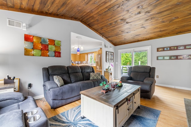 39 Munn Rd, Southbury, CT 06488 - living room featuring vaulted ceiling, wooden ceiling, baseboards, and light wood finished floors