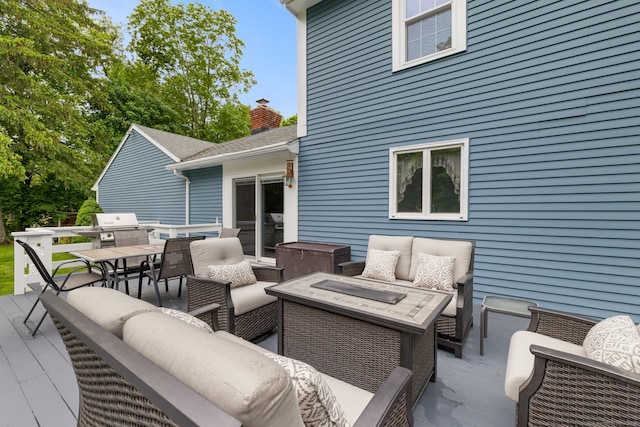 39 Munn Rd, Southbury, CT 06488 - wooden terrace featuring outdoor lounge area, a grill, and outdoor dining space