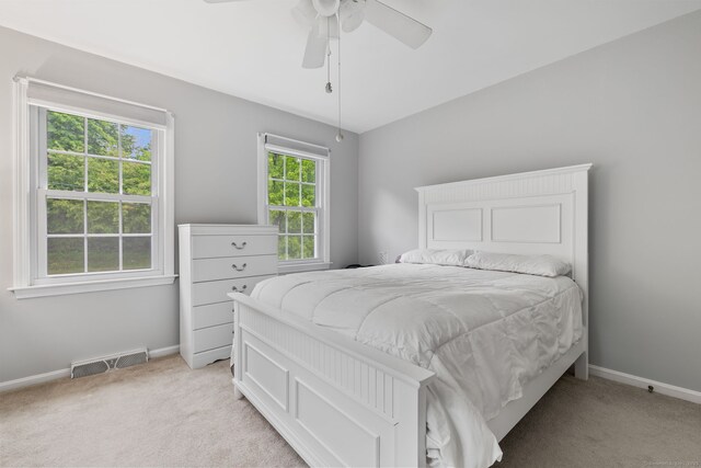 39 Munn Rd, Southbury, CT 06488 - bedroom with light colored carpet, baseboards, and ceiling fan