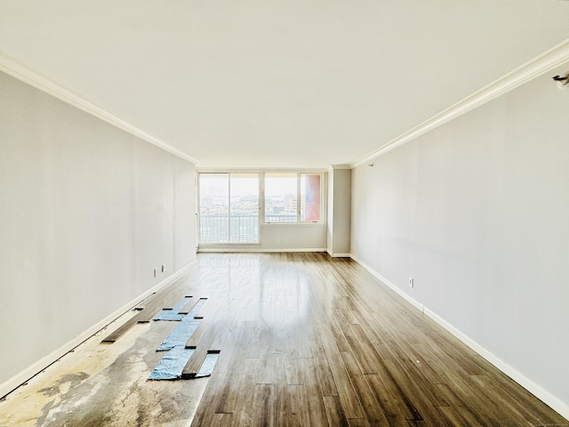 25 Forest St Unit 11A, Stamford, CT 06901 - spare room featuring ornamental molding, baseboards, and wood finished floors