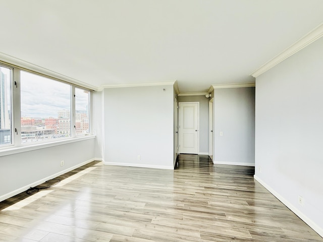 25 Forest St Unit 11A, Stamford, CT 06901 - spare room with ornamental molding, wood finished floors, and baseboards