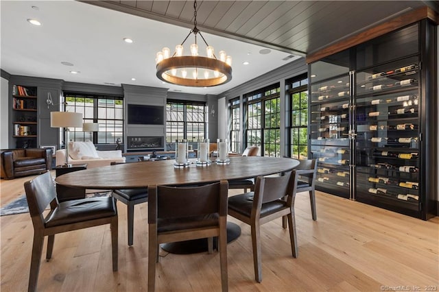 66 High St Unit 17, Guilford, CT 06437 - dining space with light wood-style floors, plenty of natural light, a chandelier, and recessed lighting