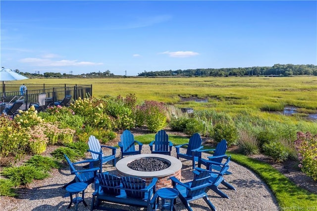66 High St Unit 17, Guilford, CT 06437 - view of patio featuring a fire pit and a rural view