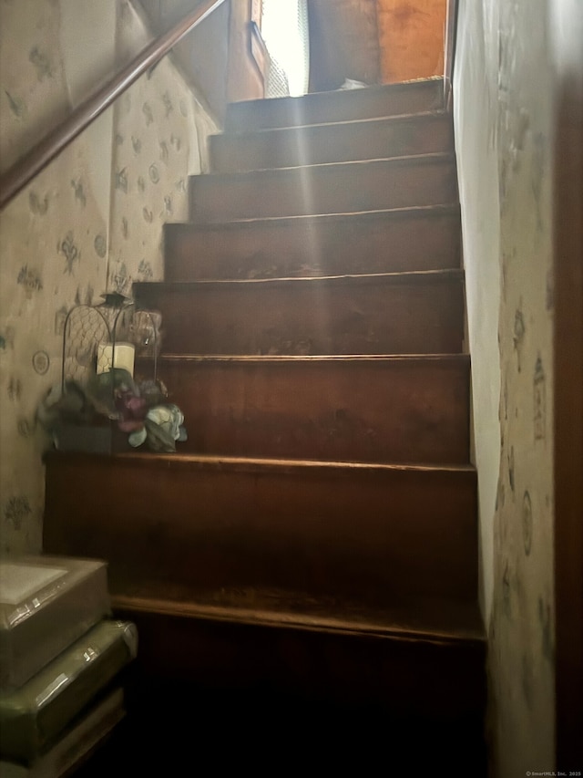 165 Dodge Ave, East Haven, CT 06512 - stairway with wallpapered walls
