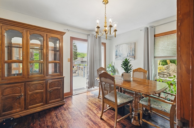 687 Beacon Valley Rd, Naugatuck, CT 06770 - dining room with a chandelier, plenty of natural light, and dark wood-style floors