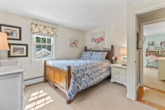 17 Stockade Rd, Simsbury, CT 06092 - bedroom featuring a baseboard heating unit, light carpet, and an office area