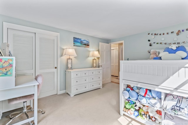 17 Stockade Rd, Simsbury, CT 06092 - bedroom with light carpet, a closet, an office area, and baseboards