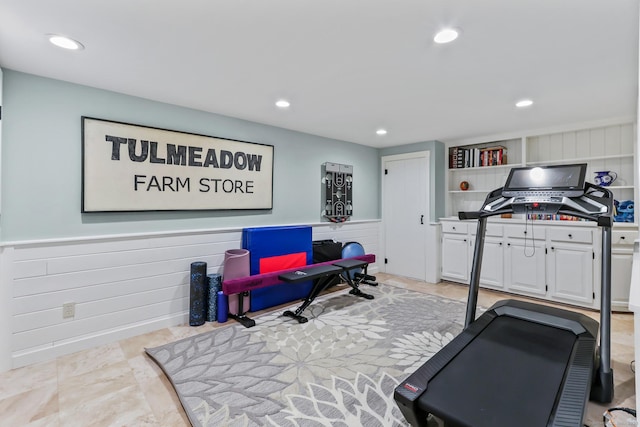 17 Stockade Rd, Simsbury, CT 06092 - exercise area with recessed lighting and wainscoting
