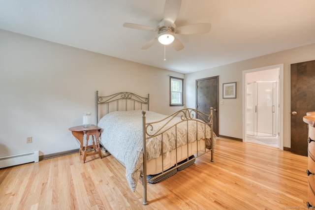 24 Marbella Ln, Tolland, CT 06084 - bedroom featuring light wood finished floors, a baseboard heating unit, baseboards, and ensuite bathroom