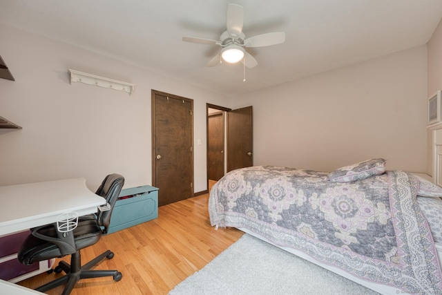24 Marbella Ln, Tolland, CT 06084 - bedroom featuring light wood-type flooring, an office area, and a ceiling fan