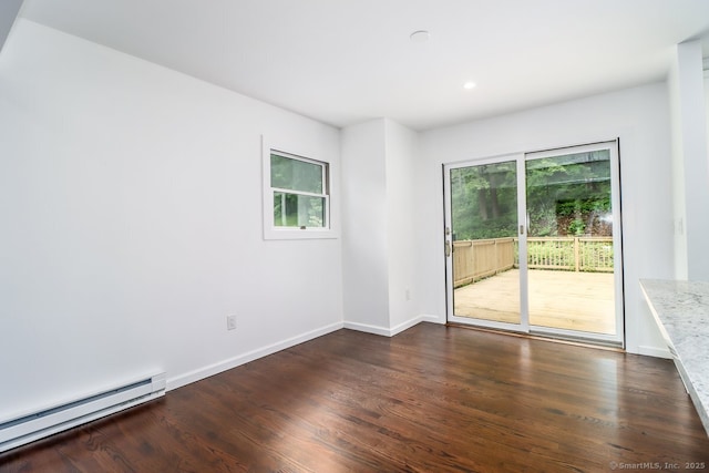4 Deer Run Trl, Sherman, CT 06784 - spare room with a baseboard heating unit, wood finished floors, baseboards, and recessed lighting