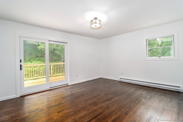 4 Deer Run Trl, Sherman, CT 06784 - unfurnished room with a baseboard radiator, plenty of natural light, dark wood-type flooring, and baseboards