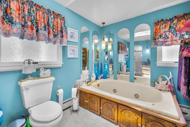 27 N Rd, Waterford, CT 06385 - full bathroom featuring a whirlpool tub, toilet, and a baseboard radiator