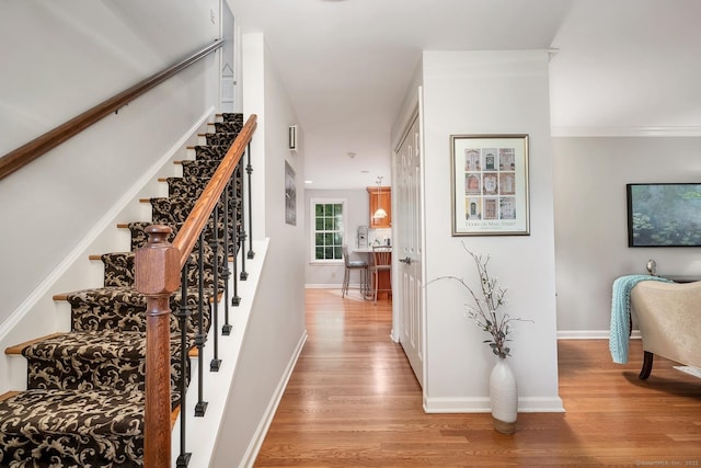 67 Great Hill Rd, Ridgefield, CT 06877 - stairway with wood finished floors and baseboards