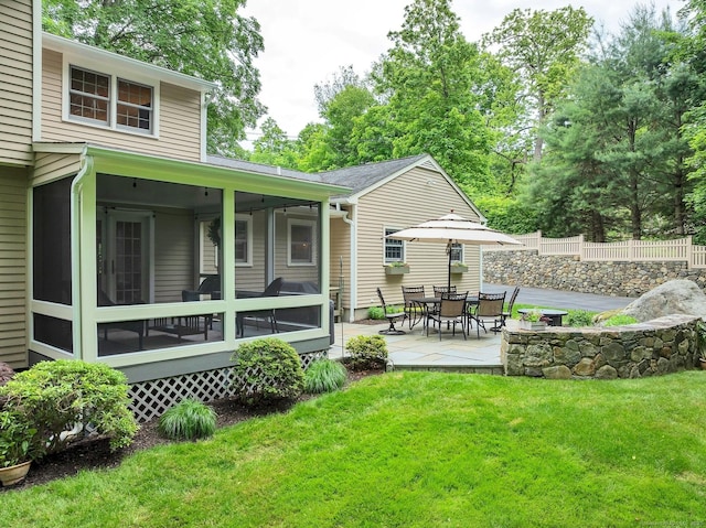 67 Great Hill Rd, Ridgefield, CT 06877 - back of house featuring a sunroom and a patio