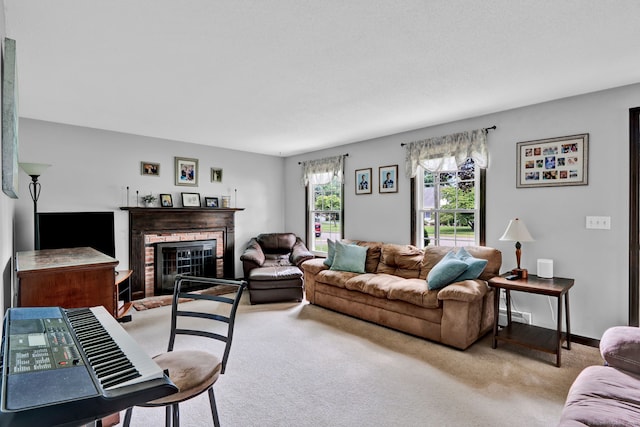 47 Edrow Rd, Bristol, CT 06010 - living room with light carpet and a brick fireplace