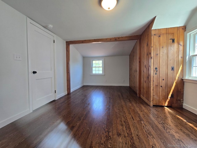 28 S Highland St, West Hartford, CT 06119 - bonus room featuring dark wood-type flooring, lofted ceiling, and baseboards