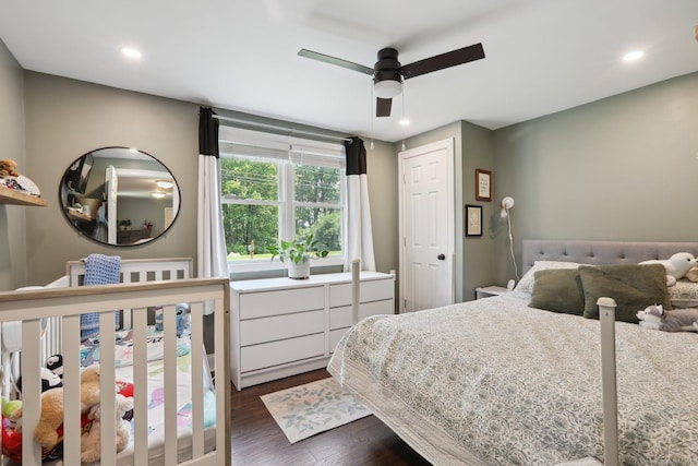 52 Berkshire Dr, Brookfield, CT 06804 - bedroom with dark wood finished floors, recessed lighting, and a ceiling fan