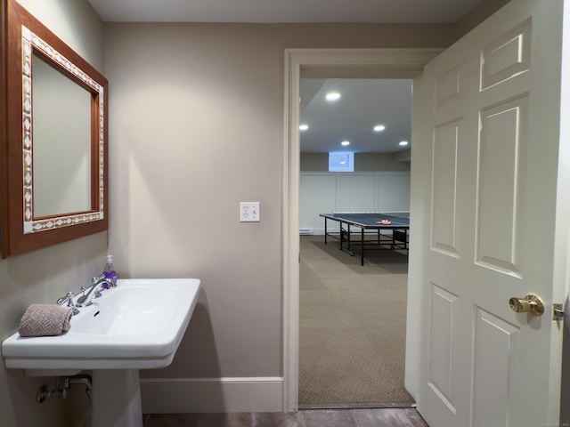 38 Old Trolley Rd, Ridgefield, CT 06877 - bathroom with recessed lighting and baseboards