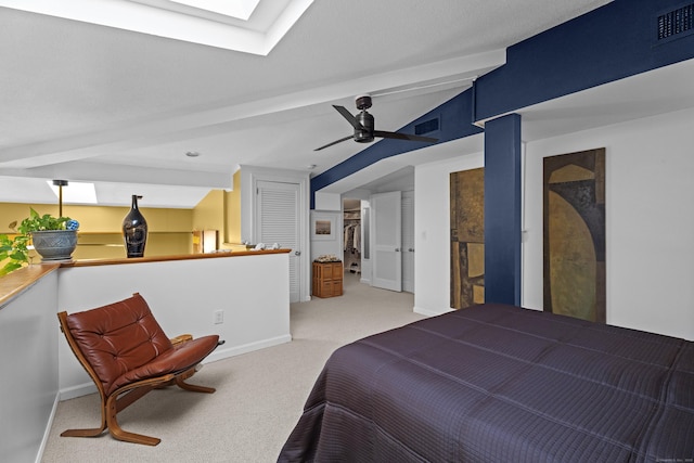 25 Orchard St Unit 14, Stonington, CT 06378 - carpeted bedroom featuring ceiling fan and a skylight