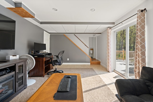 2 Pine Hill Rd, New Fairfield, CT 06812 - tiled office space featuring recessed lighting and baseboards