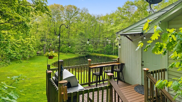2 Pine Hill Rd, New Fairfield, CT 06812 - wooden terrace featuring a lawn and a water view
