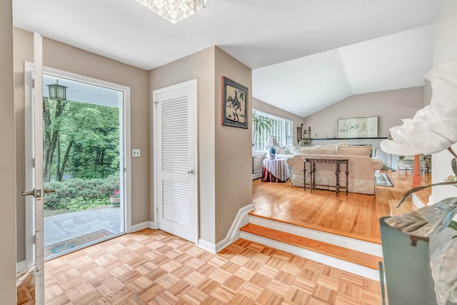 6 Rivergate Woods, Wilton, CT 06897 - entryway with baseboards and lofted ceiling