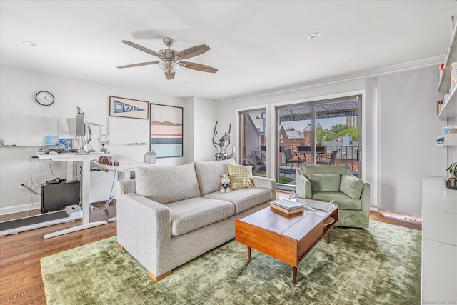 40 Temple Ct Unit 40, New Haven, CT 06511 - living area with ceiling fan and wood finished floors