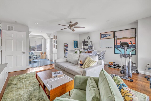 40 Temple Ct Unit 40, New Haven, CT 06511 - living room with a ceiling fan, wood finished floors, and recessed lighting