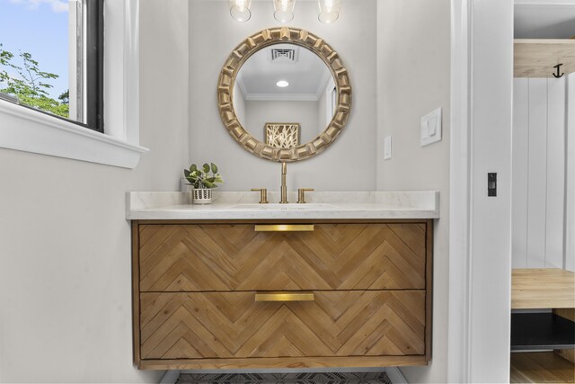 193 Stoner Dr, West Hartford, CT 06107 - bathroom featuring vanity and ornamental molding