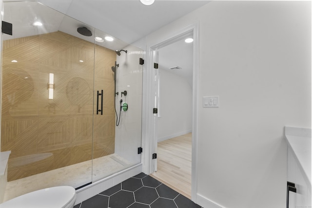193 Stoner Dr, West Hartford, CT 06107 - full bath with tile patterned floors, a shower stall, vanity, and recessed lighting