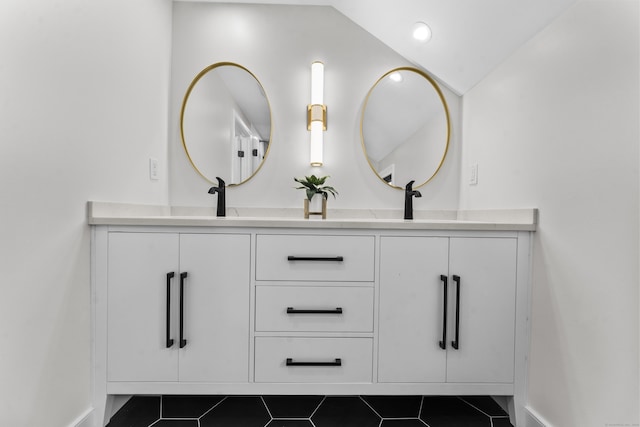 193 Stoner Dr, West Hartford, CT 06107 - bathroom featuring double vanity, tile patterned flooring, and recessed lighting