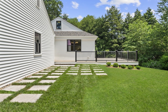 193 Stoner Dr, West Hartford, CT 06107 - view of grassy yard with a wooden deck