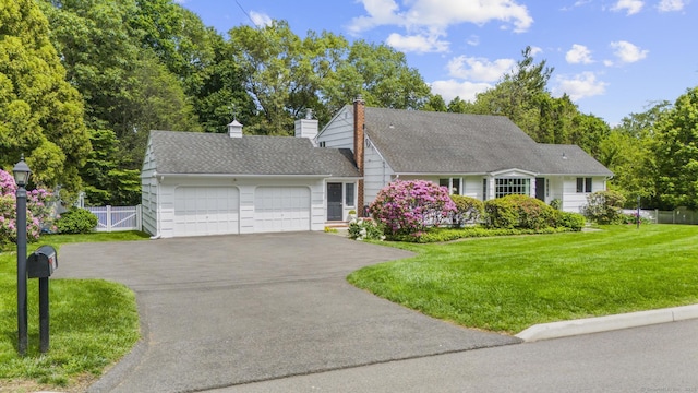 22 Douglas Dr, Norwalk, CT 06850 - view of front facade with a garage, a chimney, and driveway