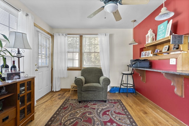 112 Vermont Ave, Stratford, CT 06615 - living area featuring ceiling fan and wood finished floors