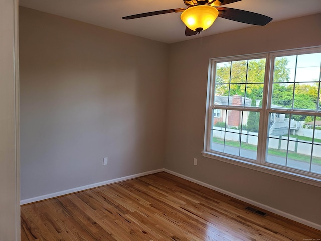 24 Wiscassett Ave, Hamden, CT 06518 - empty room with ceiling fan, healthy amount of natural light, baseboards, and light wood-type flooring