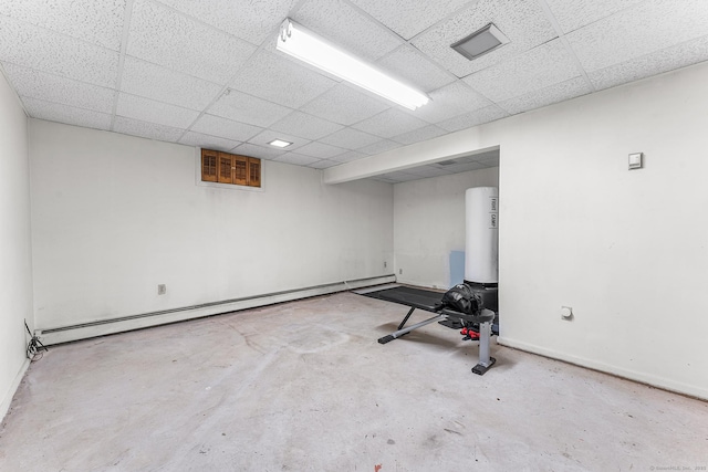 3 Clemens Ct Unit 3, Rocky Hill, CT 06067 - exercise room featuring a paneled ceiling, baseboards, and a baseboard radiator