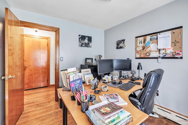 103 Mount Pleasant St, Derby, CT 06418 - office area with baseboard heating and wood finished floors